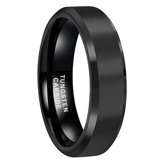 Tungsten Black Brushed & Polished Mens Ring