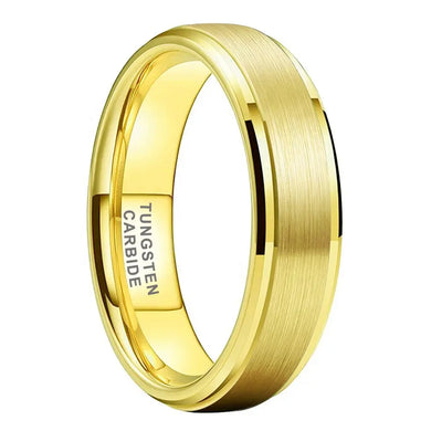 Tungsten Yellow Brushed & Polished Mens Ring