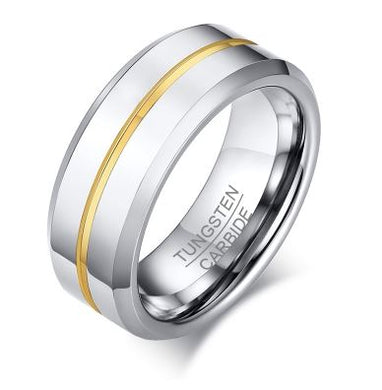 Tungsten Gold & Silver 8mm Men's Ring