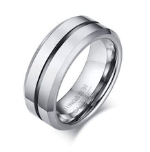 Tungsten Black & Silver 8mm Men's Ring