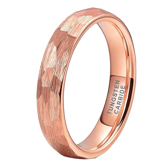 Tungsten Rose Hammer Patterned Brushed Men's Ring