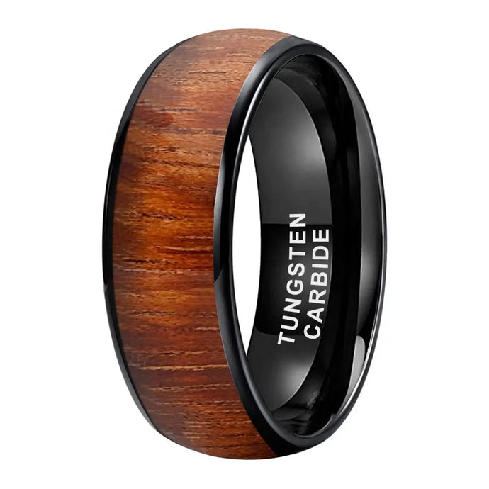Tungsten Black Wood Inlay Mens Ring I Heart Moissanites