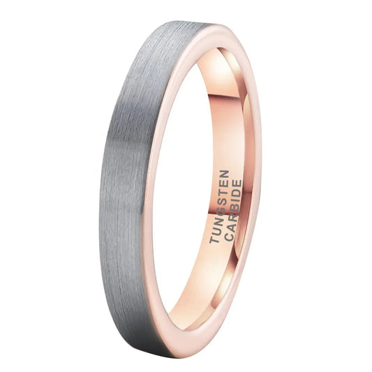 Tungsten Rose & Silver Brushed & Polished Mens Ring