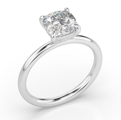 Four Claw Cushion Solitaire Engagement Ring