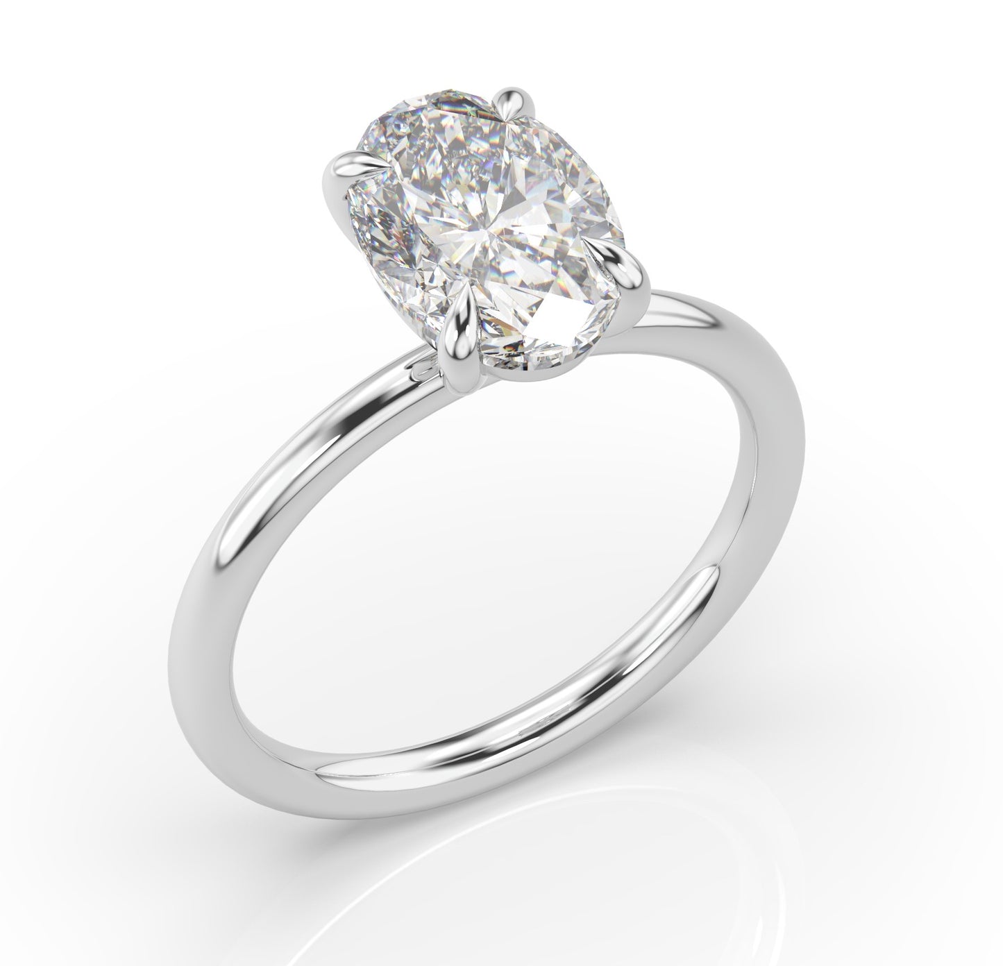 Four Claw Oval Solitaire Engagement Ring
