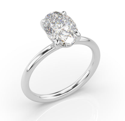 Four Claw Oval Solitaire Engagement Ring