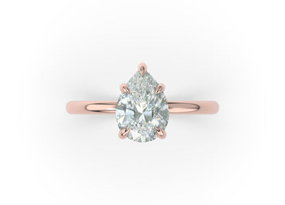 Five Claw Pear Solitaire Engagement Ring