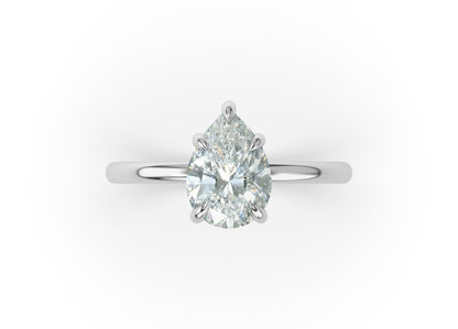 Five Claw Pear Solitaire Engagement Ring