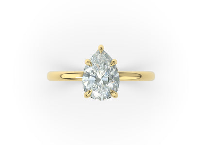 Five Claw Pear Solitaire Engagement Ring