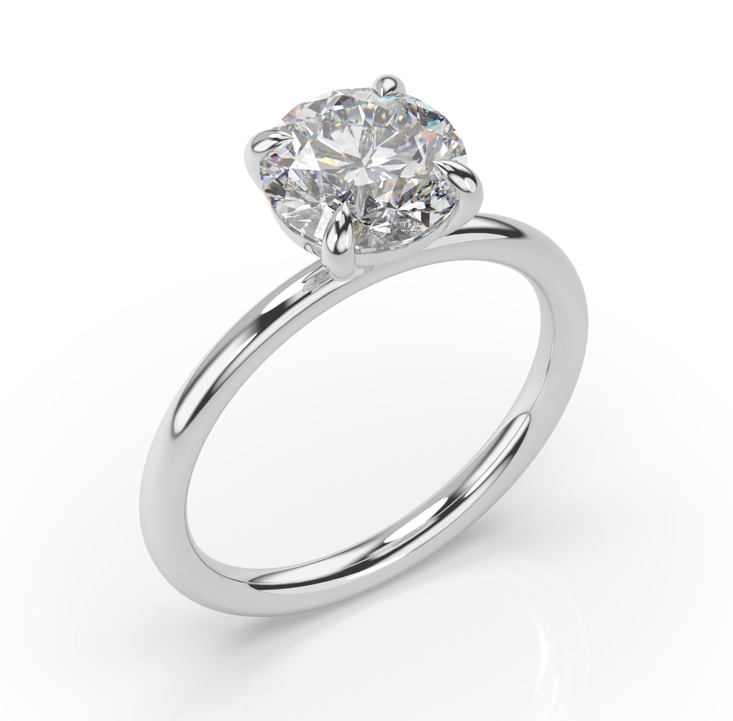 Four Claw Round Brilliant Solitaire Engagement Ring