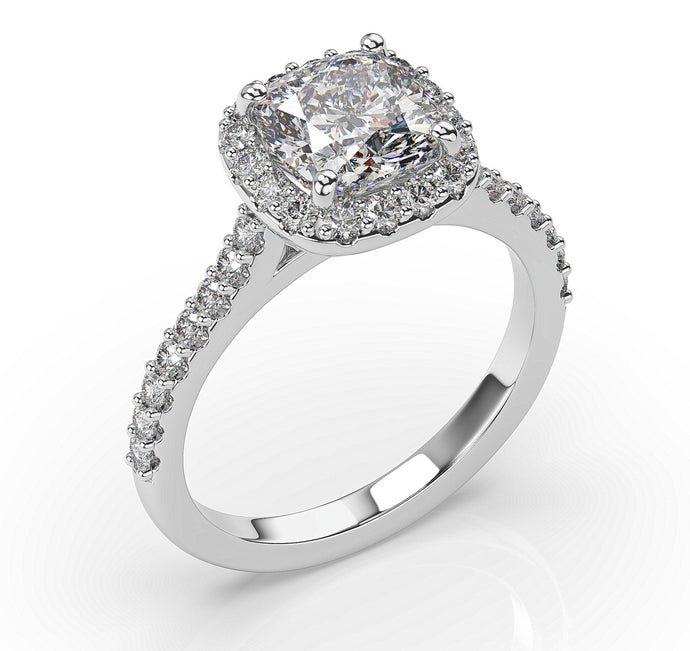 Cushion Halo Style Engagement Ring