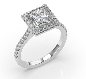 Princess Halo Style Engagement Ring