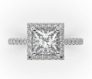 Princess Halo Style Engagement Ring