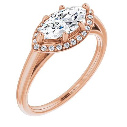 Marquise East West Halo Style Engagement Ring