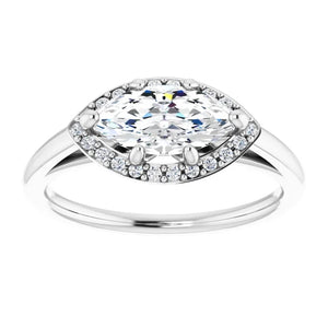 Marquise East West Halo Style Engagement Ring