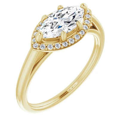 Marquise East West Halo Style Engagement Ring