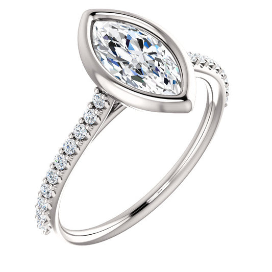 Marquise Bezel Style Engagement Ring - I Heart Moissanites