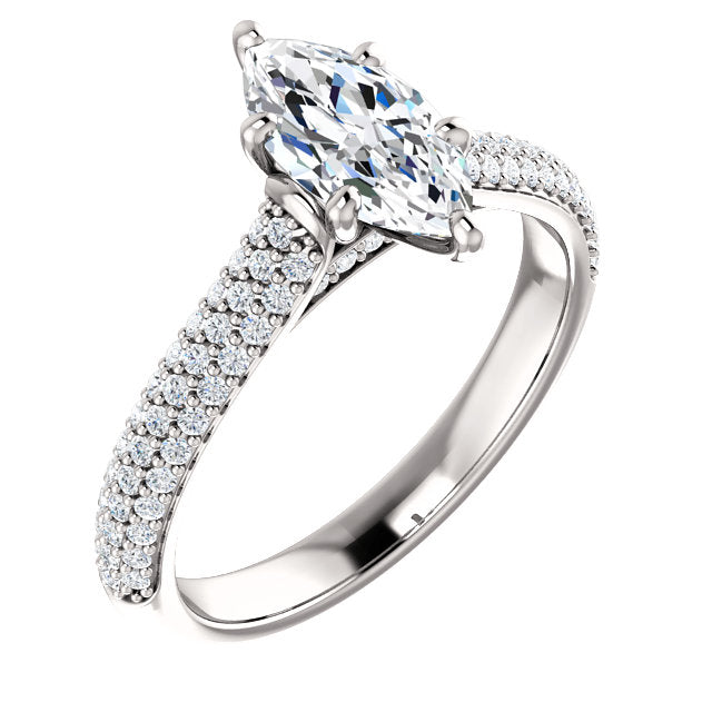 Marquise Pave Style Engagement Ring - I Heart Moissanites
