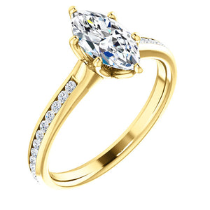 Marquise Six Claw Channel Set Style Engagement Ring - I Heart Moissanites