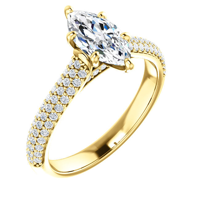 Marquise Pave Style Engagement Ring - I Heart Moissanites