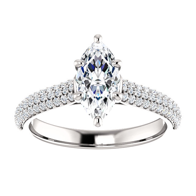 Marquise Pave Style Engagement Ring - I Heart Moissanites