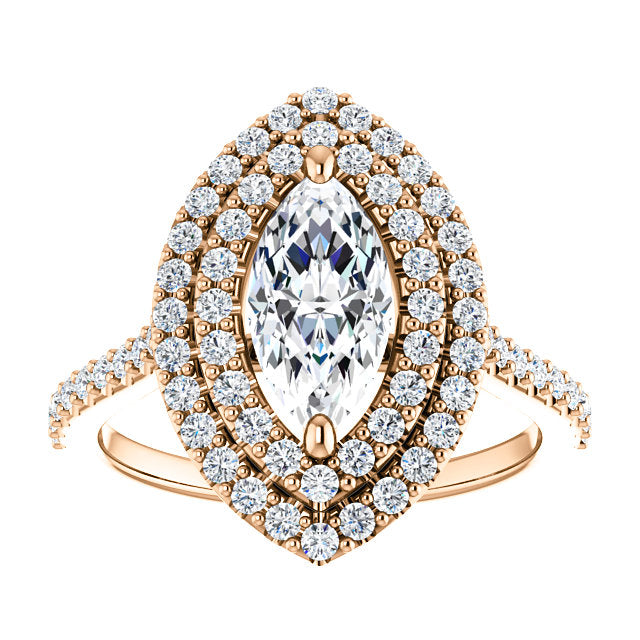 Marquise Double Halo Style Engagement Ring - I Heart Moissanites