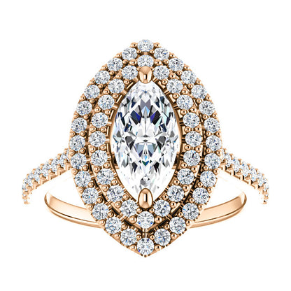 Marquise Double Halo Style Engagement Ring - I Heart Moissanites