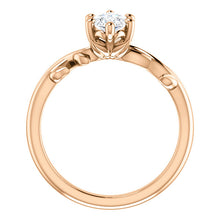 Marquise Solitaire Leaf Design Engagement Ring - I Heart Moissanites
