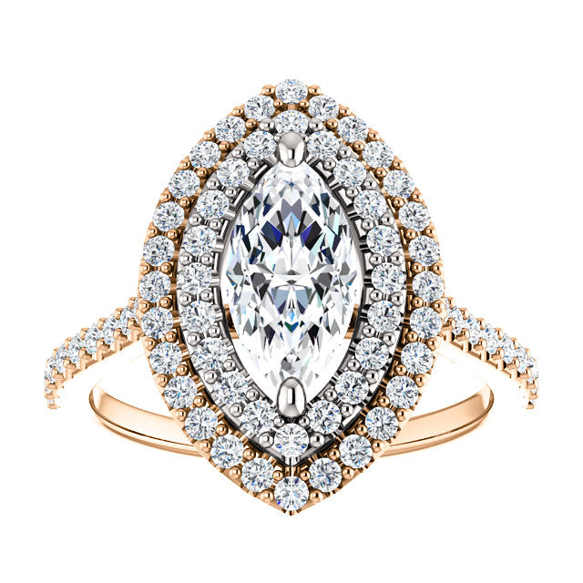 Marquise Double Halo Style Engagement Ring - I Heart Moissanites