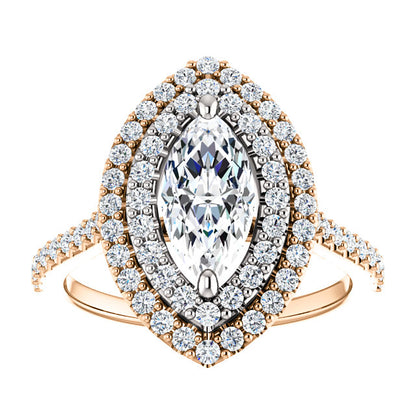 Marquise Double Halo Style Engagement Ring - I Heart Moissanites