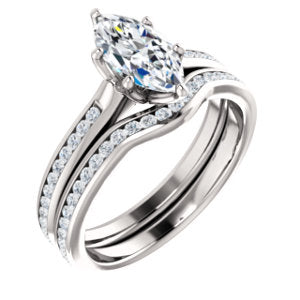Marquise Six Claw Channel Set Style Engagement Ring - I Heart Moissanites