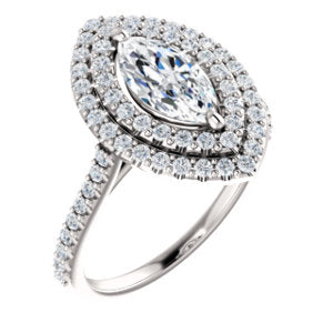 Marquise Double Halo Style Engagement Ring - I Heart Moissanites