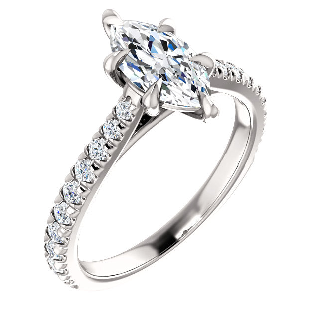Marquise Six Claw Set Style Engagement Ring - I Heart Moissanites