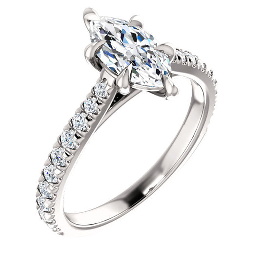 Marquise Six Claw Set Style Engagement Ring - I Heart Moissanites