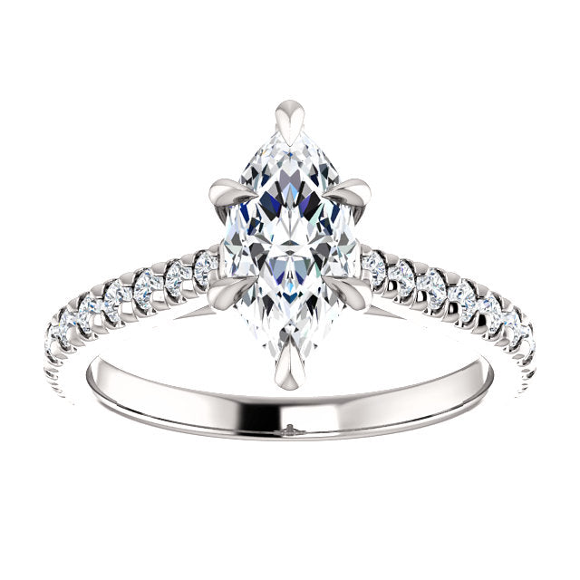 Marquise Six Claw Set Style Engagement Ring - I Heart Moissanites
