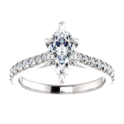 Marquise Six Claw Set Style Engagement Ring - I Heart Moissanites