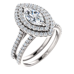 Marquise Double Halo Style Engagement Ring - I Heart Moissanites