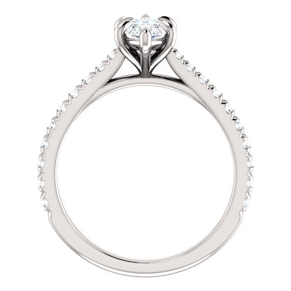 Marquise Six Claw Set Style Engagement Ring - I Heart Moissanites