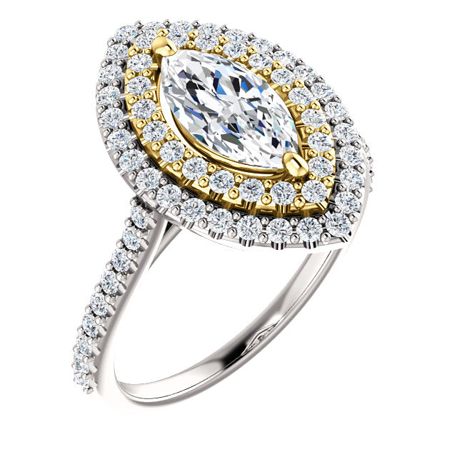 Marquise Double Halo Style Engagement Ring - I Heart Moissanites
