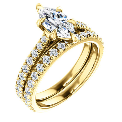 Marquise Six Claw Set Style Engagement Ring - I Heart Moissanites