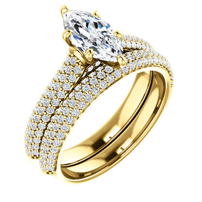Marquise Pave Style Engagement Ring - I Heart Moissanites