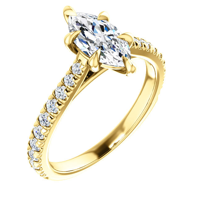 Marquise Six Claw Set Style Engagement Ring - I Heart Moissanites