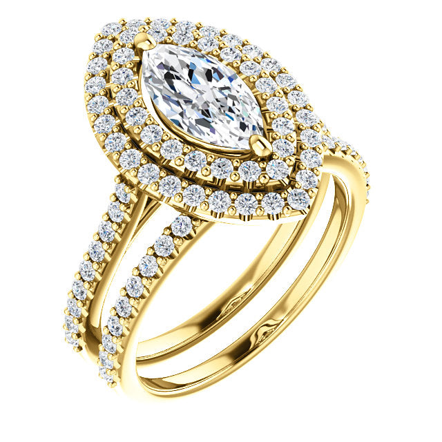 Marquise Double Halo Style Engagement Ring - I Heart Moissanites
