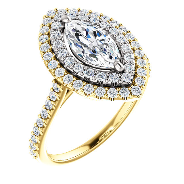Marquise Double Halo Style Engagement Ring - I Heart Moissanites