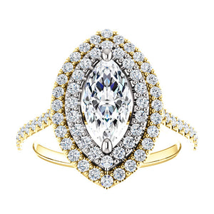 Marquise Double Halo Style Engagement Ring - I Heart Moissanites