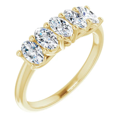 Five Stone Oval Cut Moissanite Anniversary Band