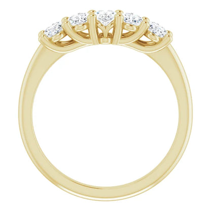 Five Stone Oval Cut Moissanite Anniversary Band