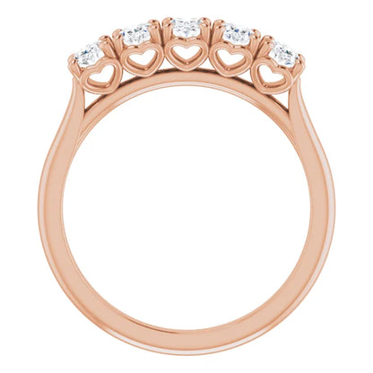 Five Stone Oval Cut Moissanite Anniversary Band
