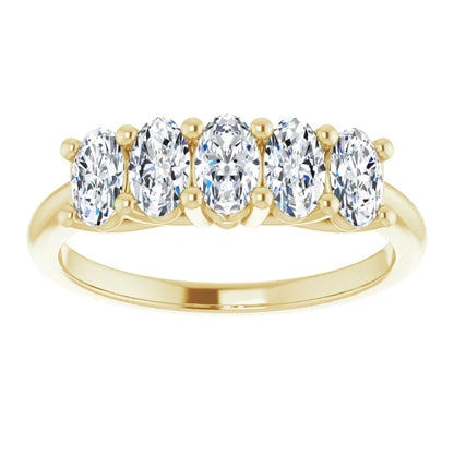 Five Stone Oval Cut Moissanite Anniversary Band