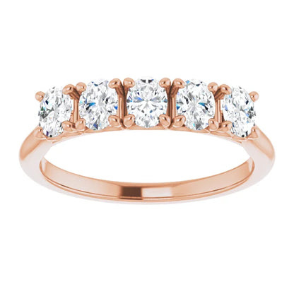 Five Stone Oval Cut Moissanite Anniversary Band